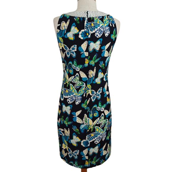 Tory Burch Silk Butterfly Print Dress Size 4 Sequin Neckline Lined Sleeveless - Picture 8 of 10
